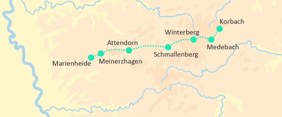Schematische Karte der Heidenstraße