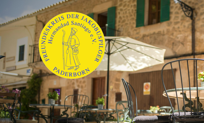 Bild Spanien mit Logo Freundeskreis der Jakobuspilger Hermandad Santiago e.V. Paderborn