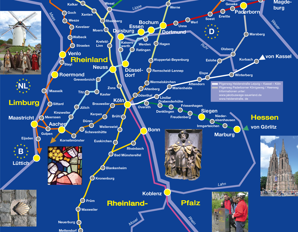 Übersicht aller Jakobswege zwischen Weser, Maas und Mosel (LVR).