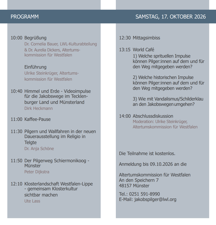 Programm zum Workshop Jakobswege 2026