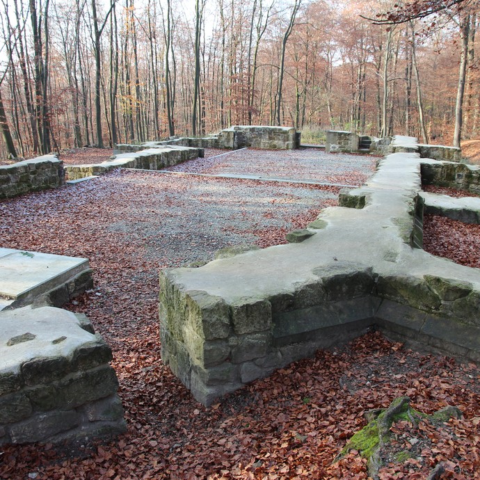 Ruine der Klosterkirche auf dem Jostberg in Bielefeld (Altertumskommission). (vergrößerte Bildansicht wird geöffnet)