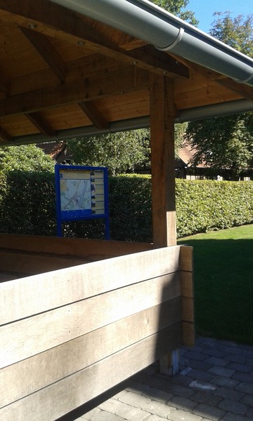 Pilgerhütte und Infotafel in Greven-Schmedehausen (Altertumskommission).