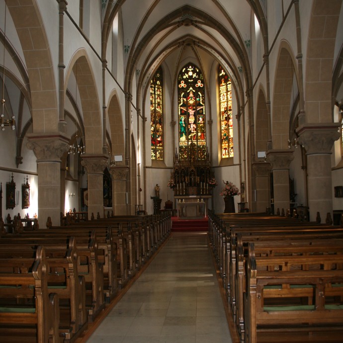 Blick in die Kirche St. Johannes Baptist zu Schwaney (Altertumskommission). (vergrößerte Bildansicht wird geöffnet)